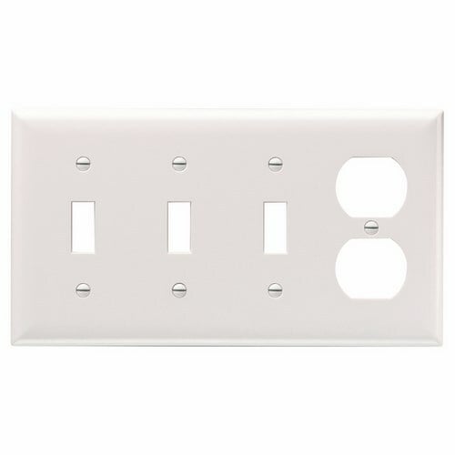 PAS SP38-LA COMBINATION OPENING 3 TOGGLE SWITCH & 1 DUPLEX RECEPTACLE FOUR-GANG LIGHT ALMOND