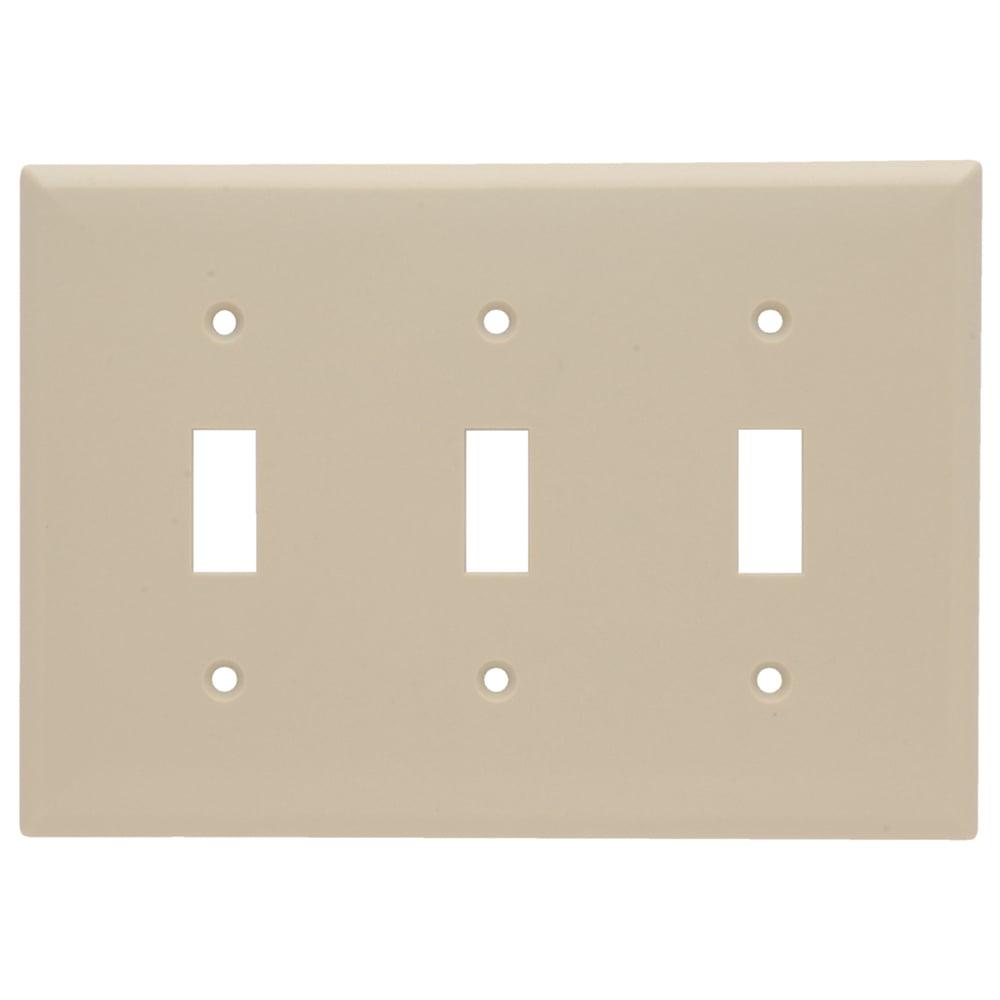 Toggle Switch Wall Plate, Three Gang, Ivory