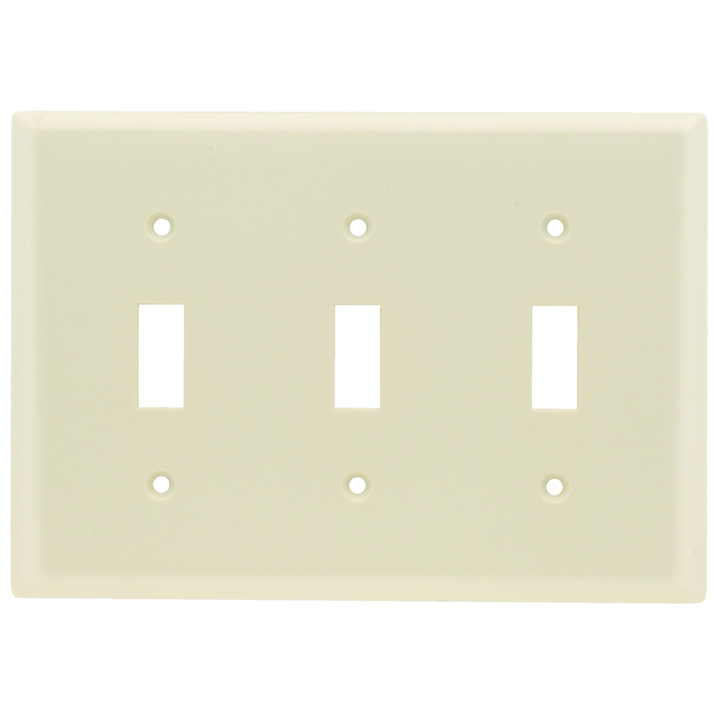 Toggle Switch Wall Plate, Three Gang, Trademaster, Light Almond