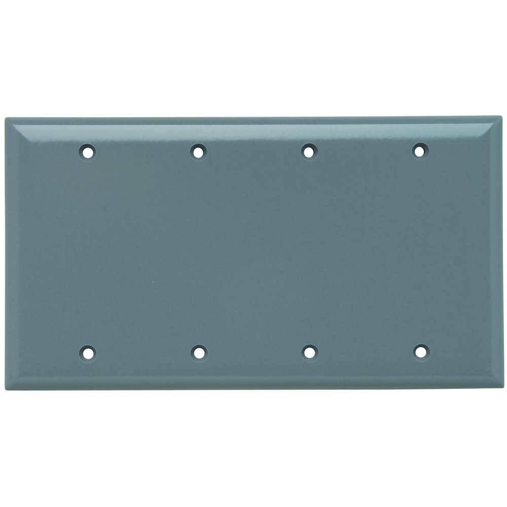 Smooth Wall Plate 4gang Blank Box Mount Gray