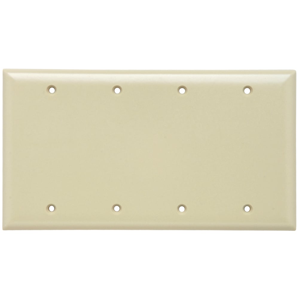 Smooth Wall Plate 4gang Blank Box Mount Ivory