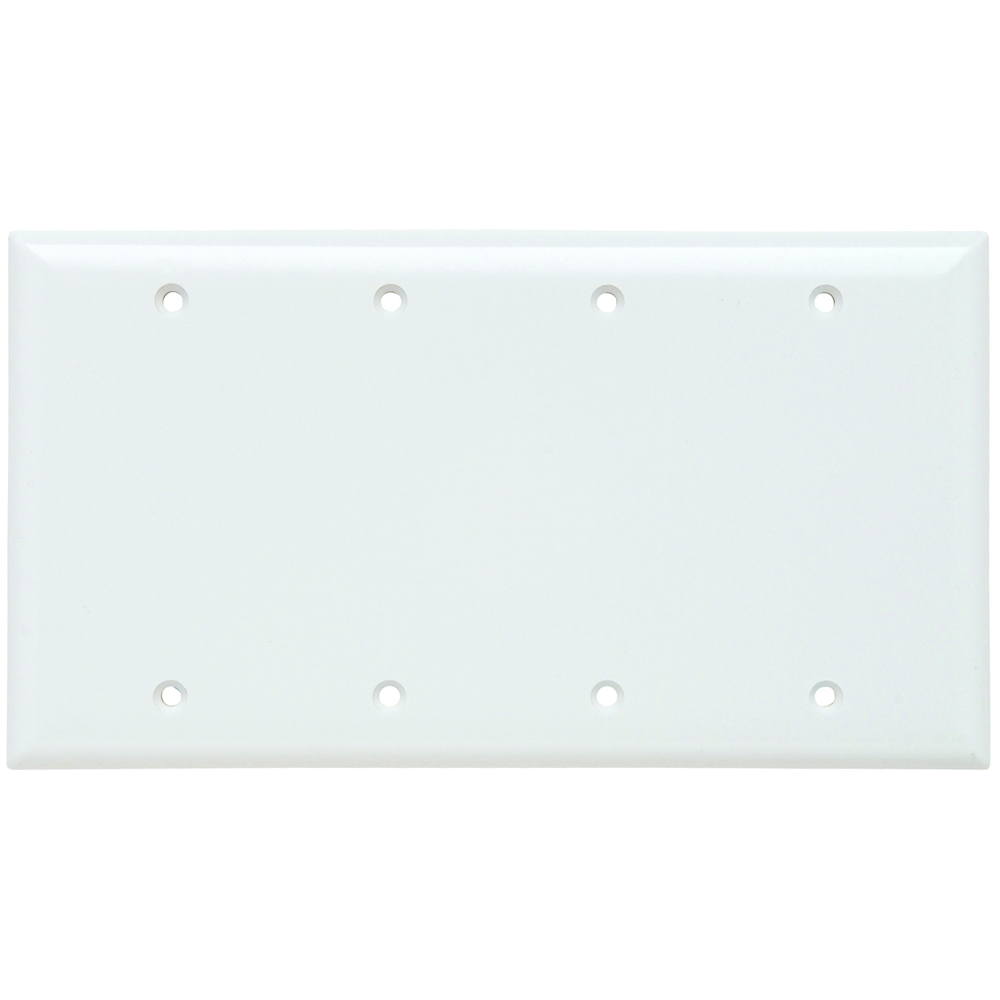 Smooth Wall Plate 4gang Blank Box Motor White