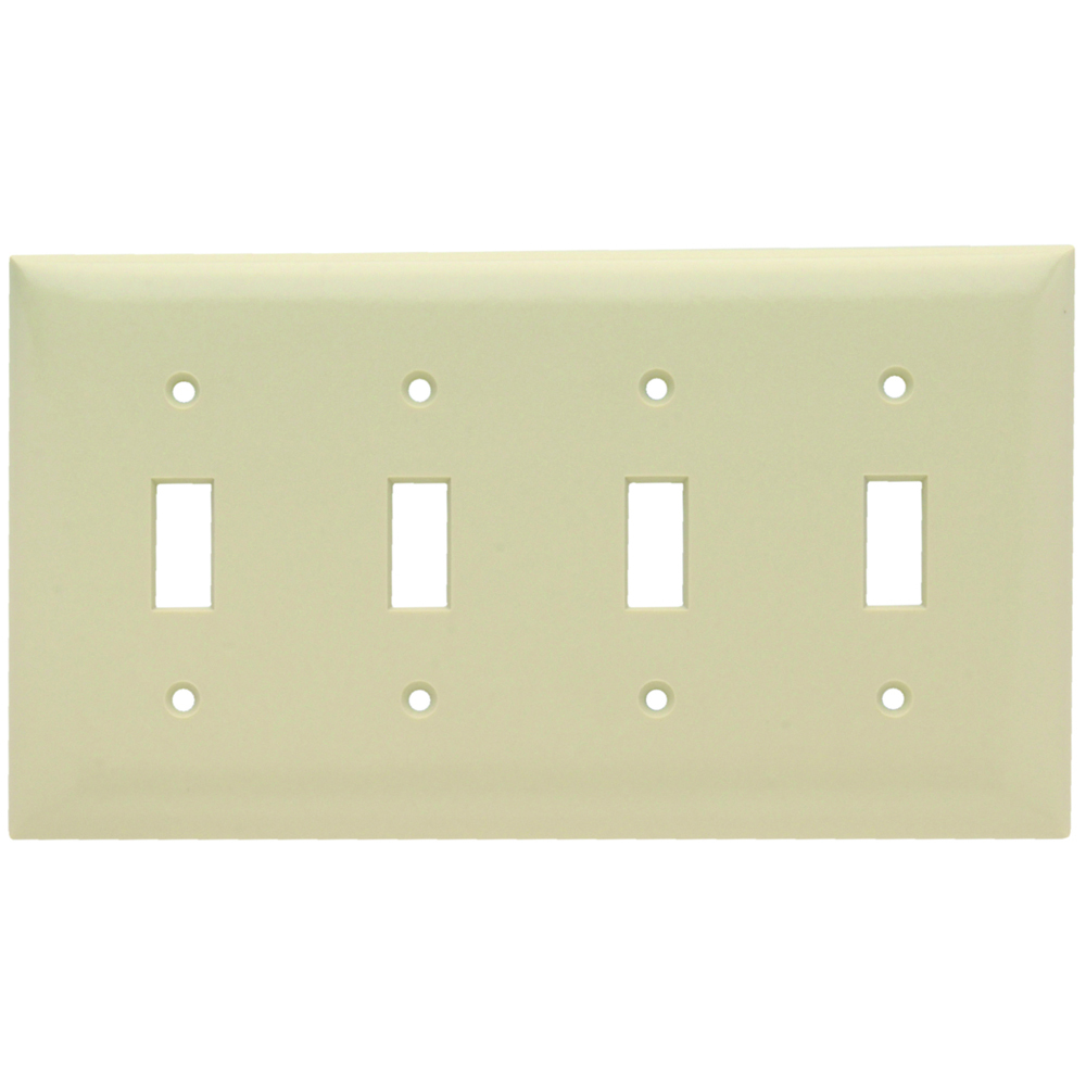 Toggle Switch Wall Plate, Four Gang, Ivory