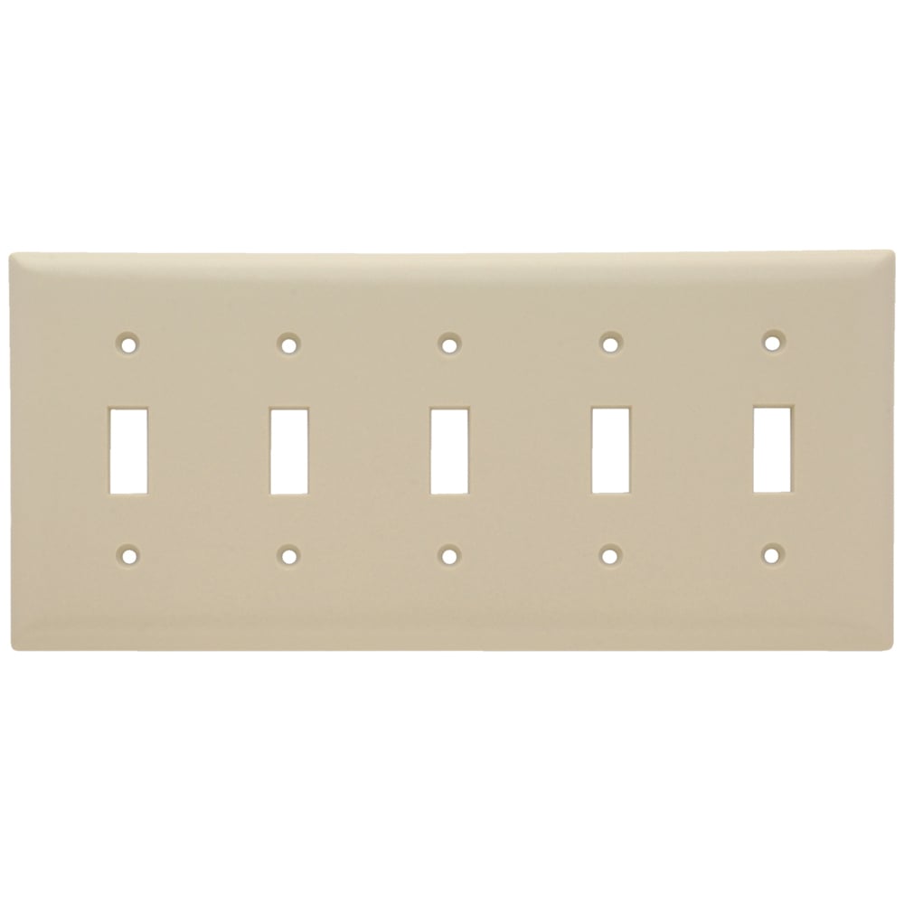 Toggle Switch Wall Plate, Five Gang, Ivory