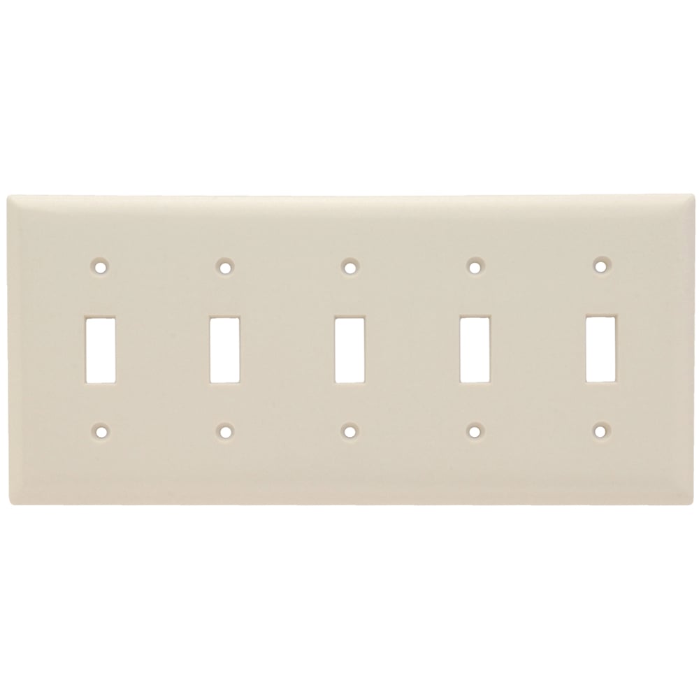 Toggle Switch Wall Plate, Five Gang, Light Almond