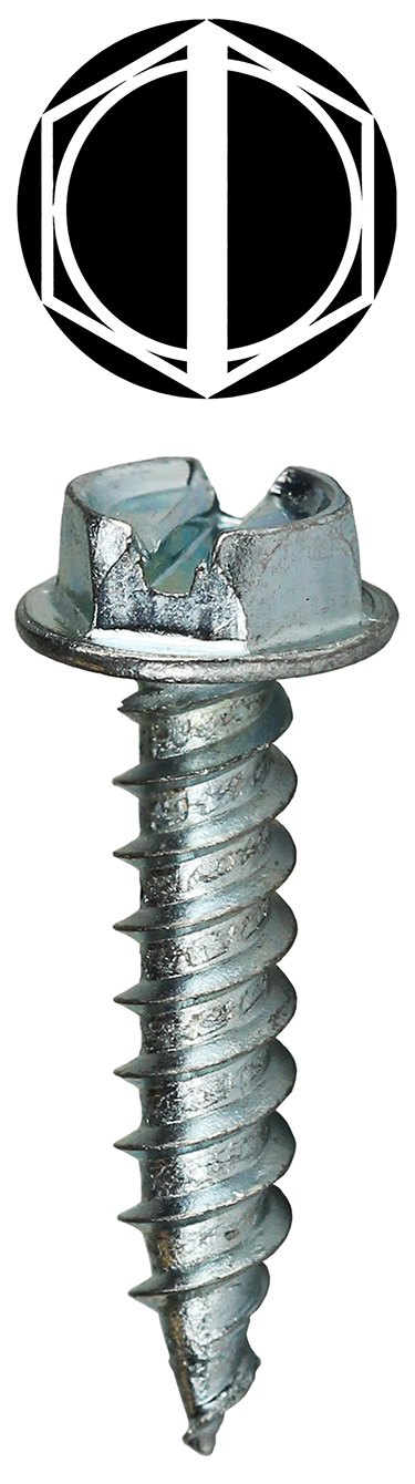 SP8112 Sharpeez Screw, #8, 1-1/2 in OAL, Hex Washer Head, Slotted Drive, Steel, Zinc Plated