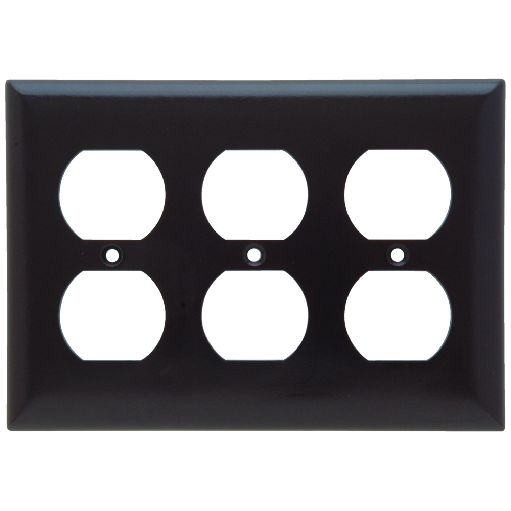 Smooth Wall Plate, 3gang Duplex, Brown