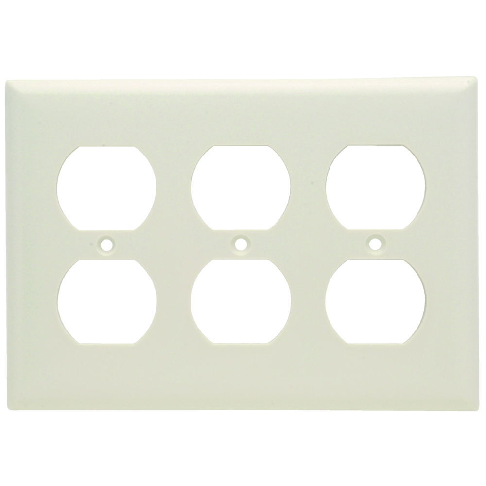 Wall Plate Smooth, 3 Duplex, Light Almond