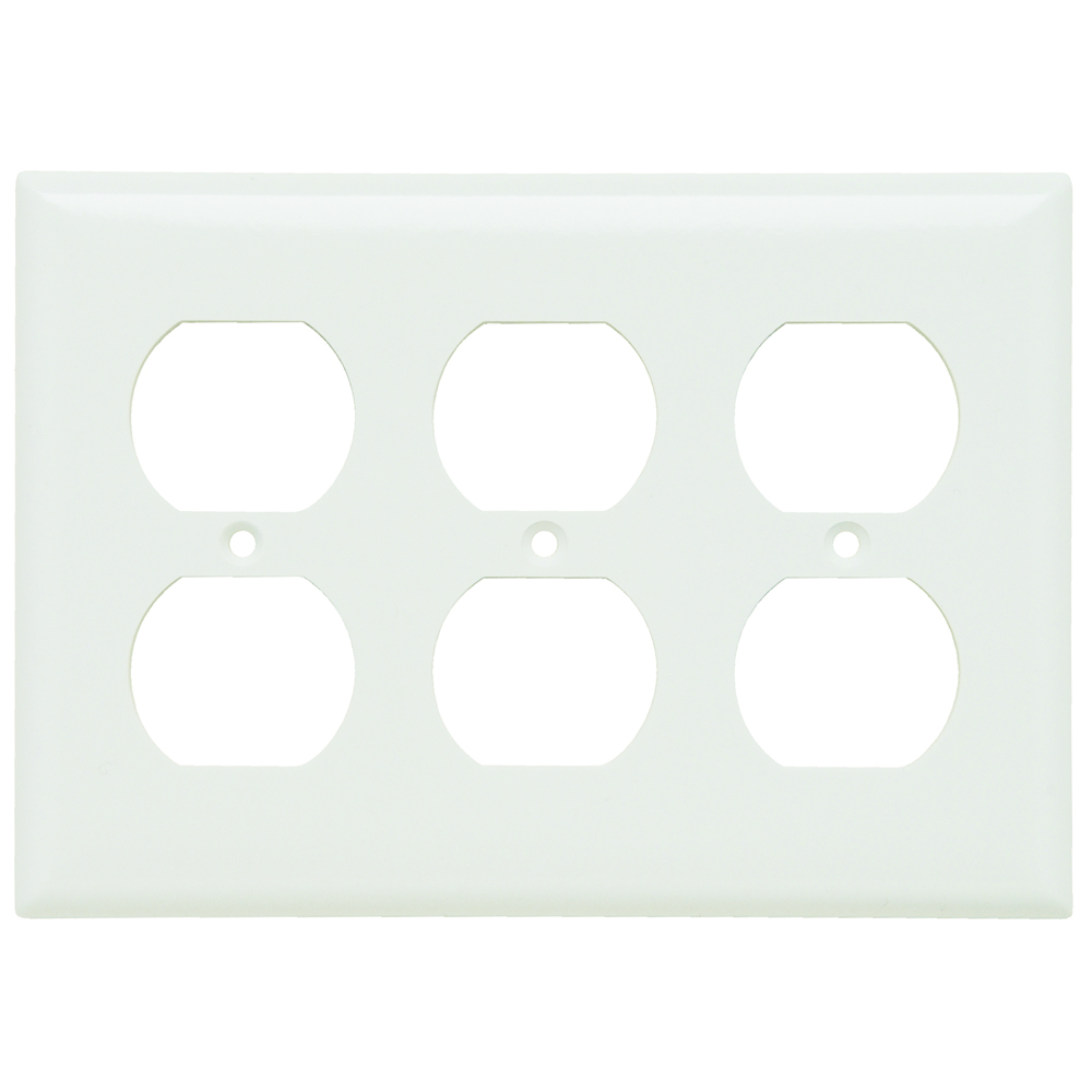 Smooth Wall Plate 3gang Duplex White