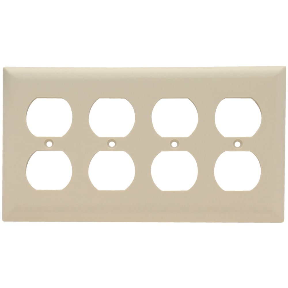 Duplex Receptacle Wall Plate, Four Gang, Ivory