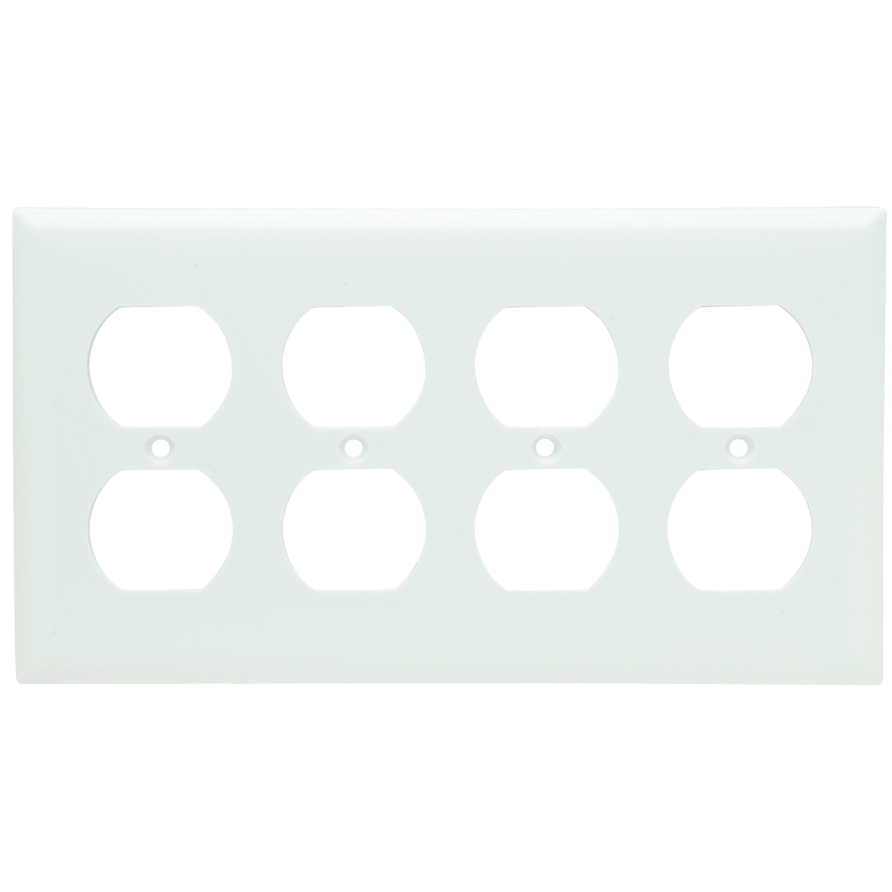 Smooth Wall Plate, 4gang Duplex, White