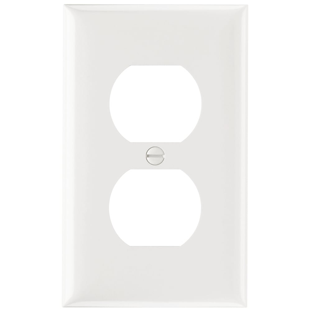 Plastic Plate, single gang, duplex without line is molded of non-combustible mar-proof material. It is resistant to discoloration, grease, oil, solvent, and moisture. The seven standard colors available -- Ivory, White, Brown, Gray, Black, Red, and Light Almond.