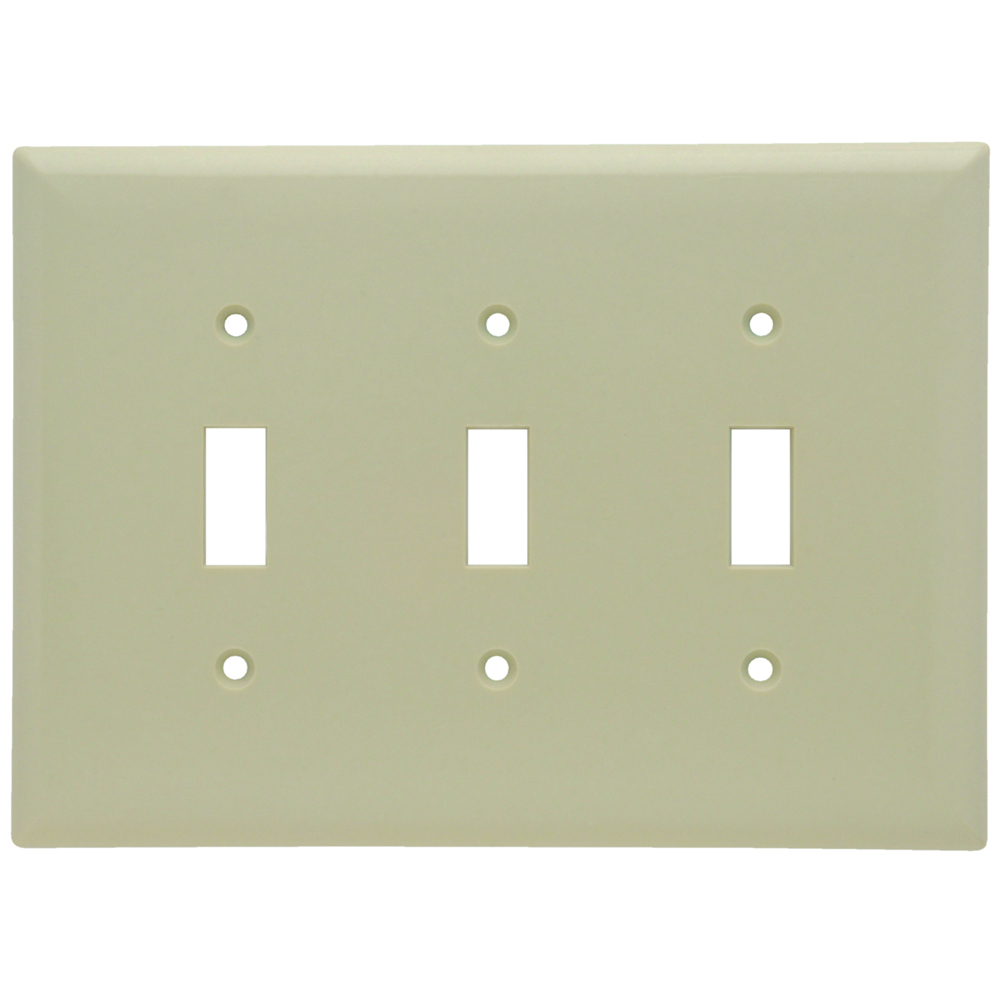 Smooth Wall Plate,Junior-Jumbo 3gang Toggle, Ivory
