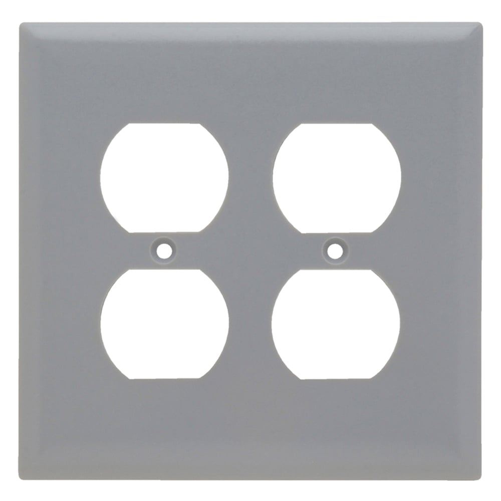 Duplex Receptacle Wall Plate, Two Gang, Gray