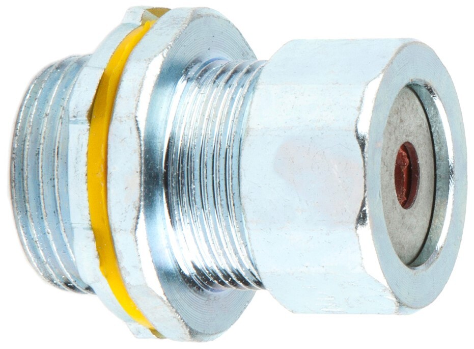 Steel Strain Relief Connector, 1/2 in. Size, 0.150 to 0.250 in. conductor range, Zinc Plated Finish, Red