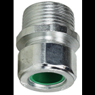 Steel Strain Relief Connector, 1/2 in. Size, 0.450 to 0.560 in. conductor range, Zinc Plated Finish, Green