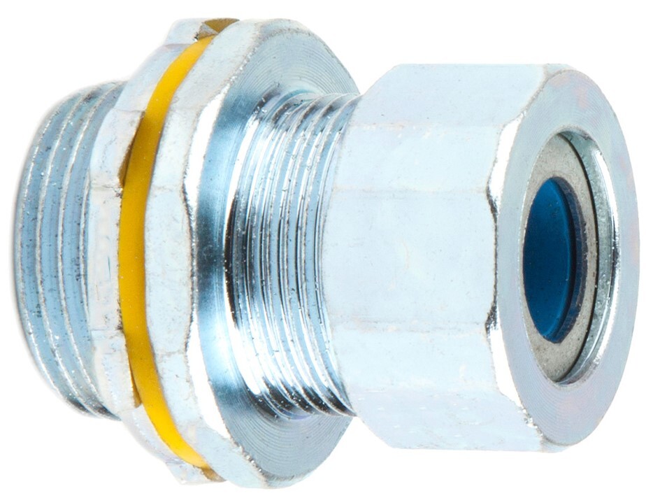 Steel Strain Relief Connector, 3/4 in. Size, 0.350 to 0.450 in. conductor range, Zinc Plated Finish, Blue