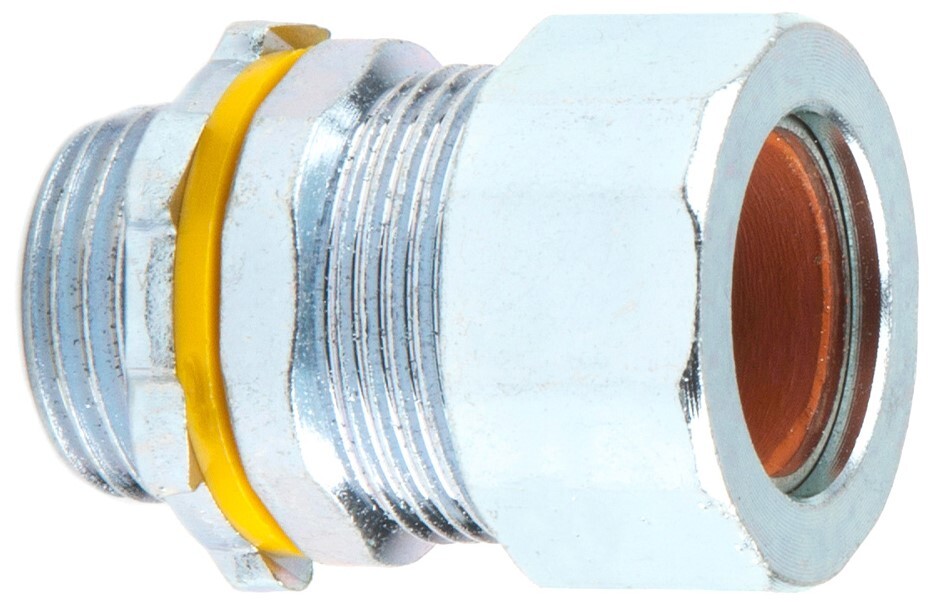Steel Strain Relief Connector, 3/4 in. Size, 0.550 to 0.650 in. conductor range, Zinc Plated Finish, Brown
