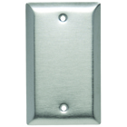 Smooth Metal Wall Plate, single gang blank box mounted andmade of 302 Stainless Steel, is recommended for use in food processing plants, dairies, chemical plants, and other industrial, institutional, and commercial applications where corrosive atmospheres exist. It is constructed of corrosion-resistant stainless steel, brass, aluminum, chrome, brushed bronze, or galvanized steel. Standard, Jumbo, and Tandem plates available, as well as special Panel plates up to 5-gangs high and 10-gangs wide.