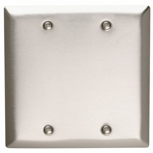 Smooth Metal Wall Plate 2gang Blank Box Mounted 302 Stainless Steel