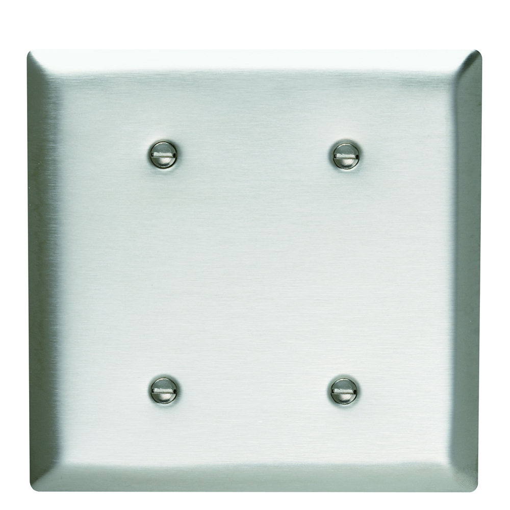 Smooth Metal Wall Plate 2gang Blank Strap Mounted 302 Stainless Steel
