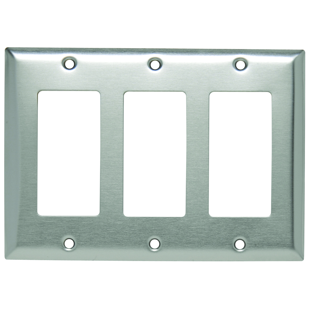 Smooth Metal Wall Plate 3gang Decorator 302 Stainless Steel