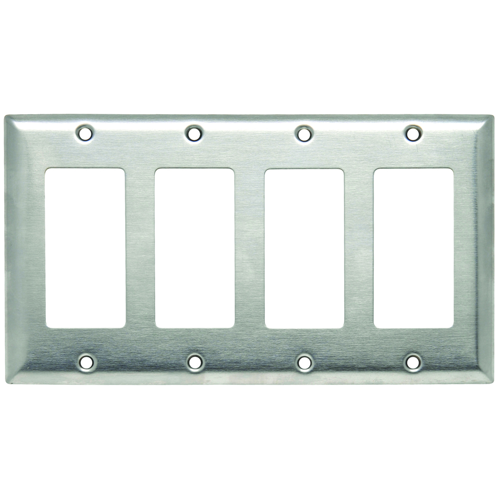 Smooth Metal Wall Plate 4gang Decorator 302 Stainless Steel