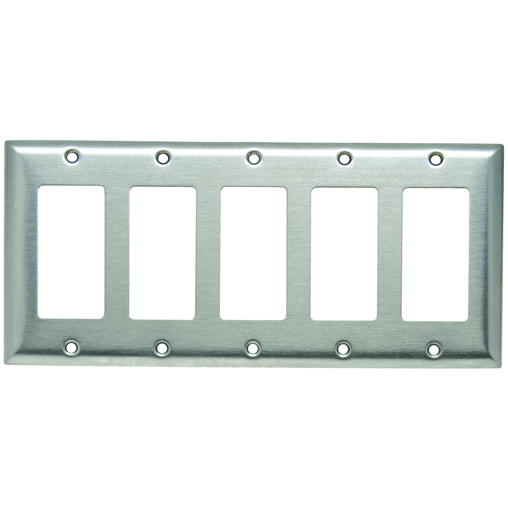 Smooth Metal Wall Plate 5gang Decorator 302 Stainless Steel