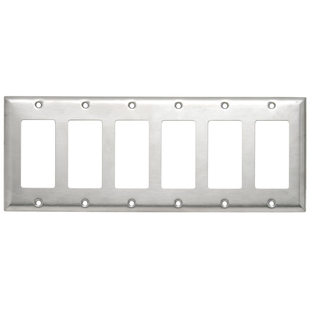Smooth Metal Wall Plate 6gang Decorator 302 Stainless Steel