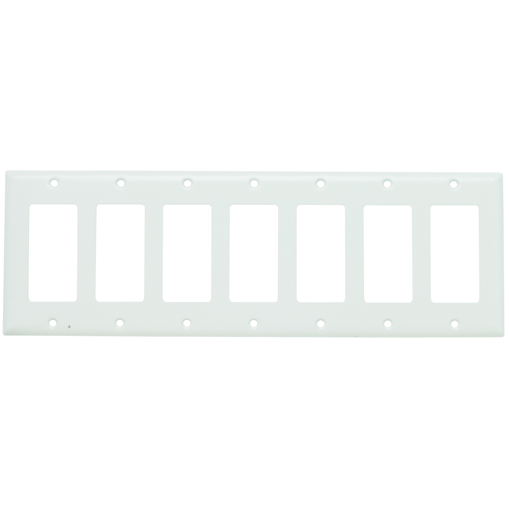 Smooth Metal Wall Plate 7gang Decorator 302 Stainless Steel Painted White