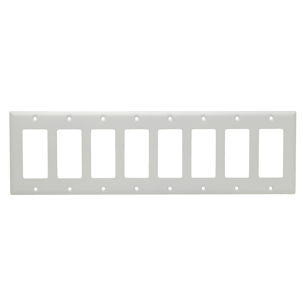 Smooth Metal Wall Plate, 8gang Decorator, 302 Stainless Steel Painted White