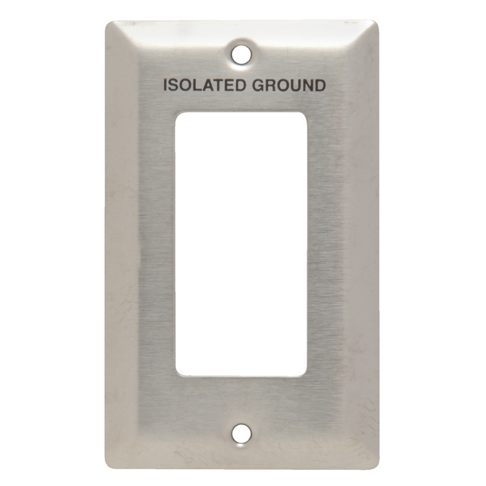 Single gang decorator. Smooth 302 Stainless Steel with Black fill.