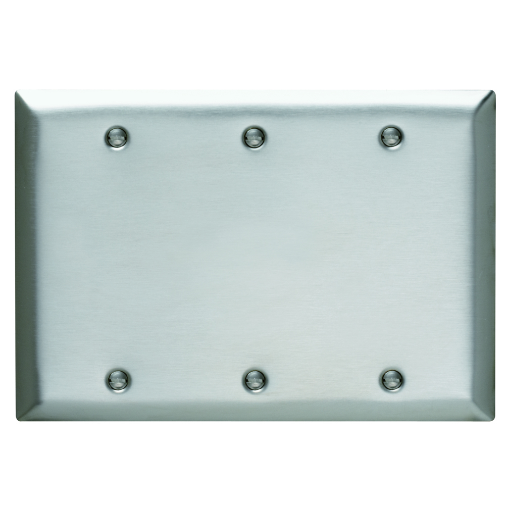 Smooth Metal Wall Plate 3gang Blank Box Mounted 302 Stainless Steel