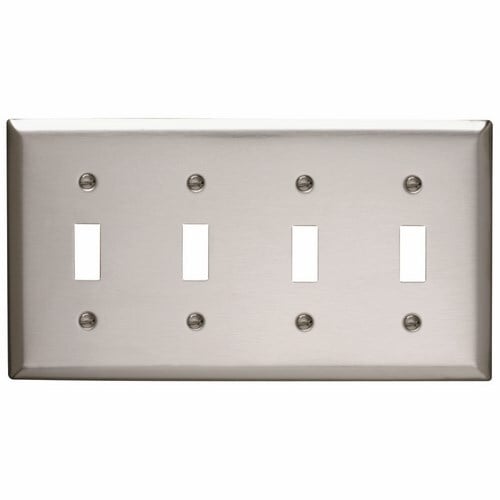 Smooth Metal Wall Plate 4gang Toggle 302 Stainless Steel