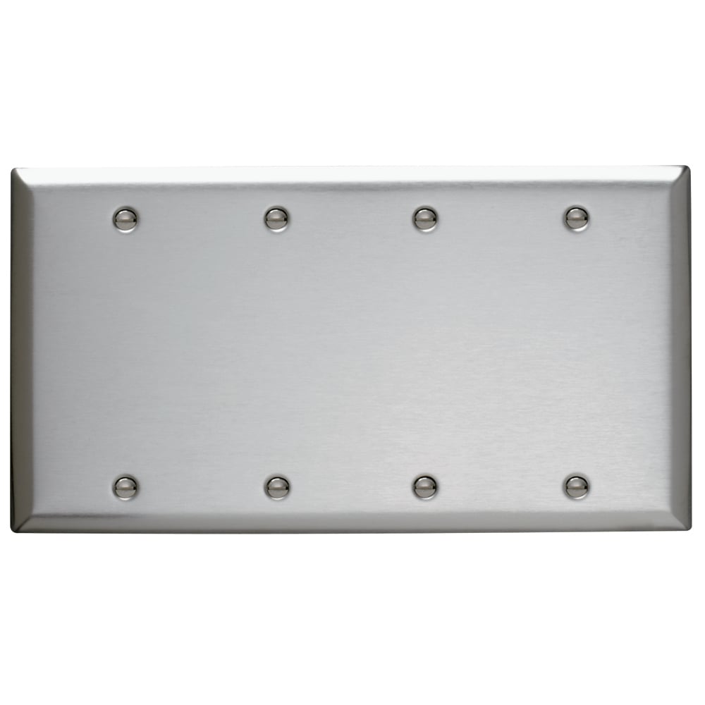 Smooth Metal Wall Plate 4gang Blank Box Mounted 302 Stainless Steel