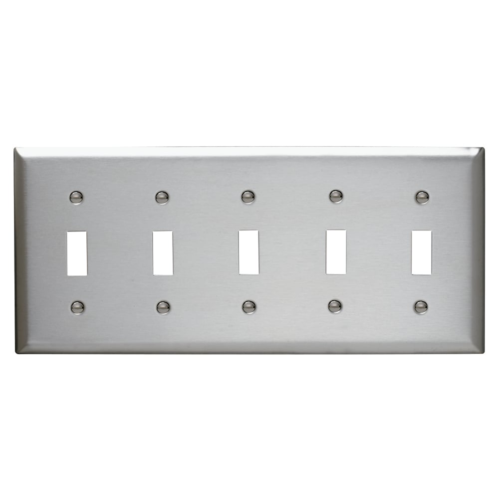 Smooth Metal Wall Plate 5gang Toggle 302 Stainless Steel