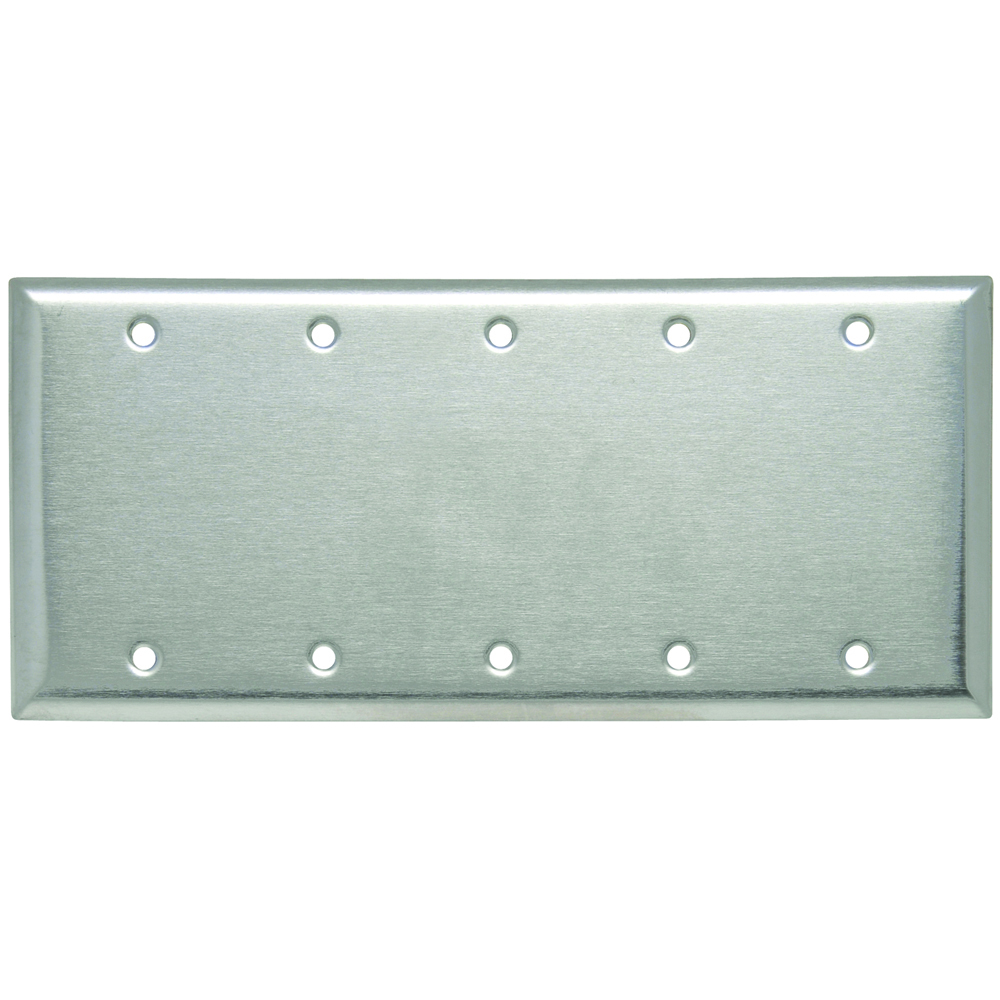Smooth Metal Wall Plate 5gang Blank Box Mounted 302 Stainless Steel