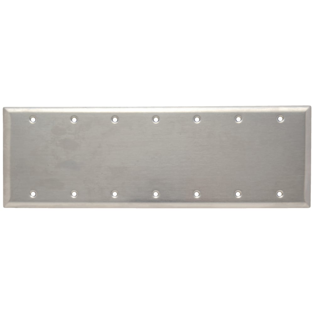 Smooth Metal Wall Plate, 7gang Toggle, 302 Stainless Steel