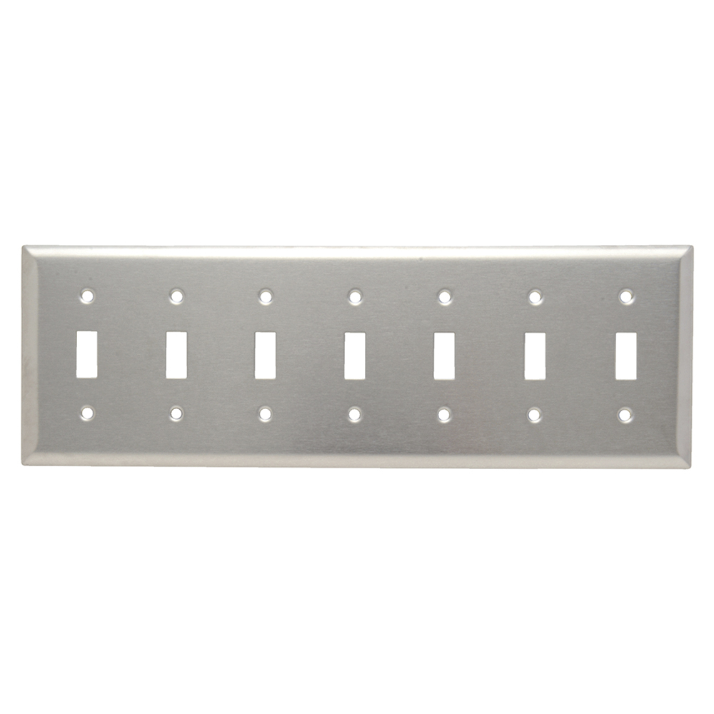 Blank Plate, Box Mounted, Seven Gang, 302 Stainless Steel