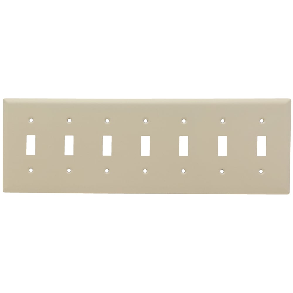 Toggle Switch Wall Plate, Seven Gang, 302 Stainless Steel Painted Ivory