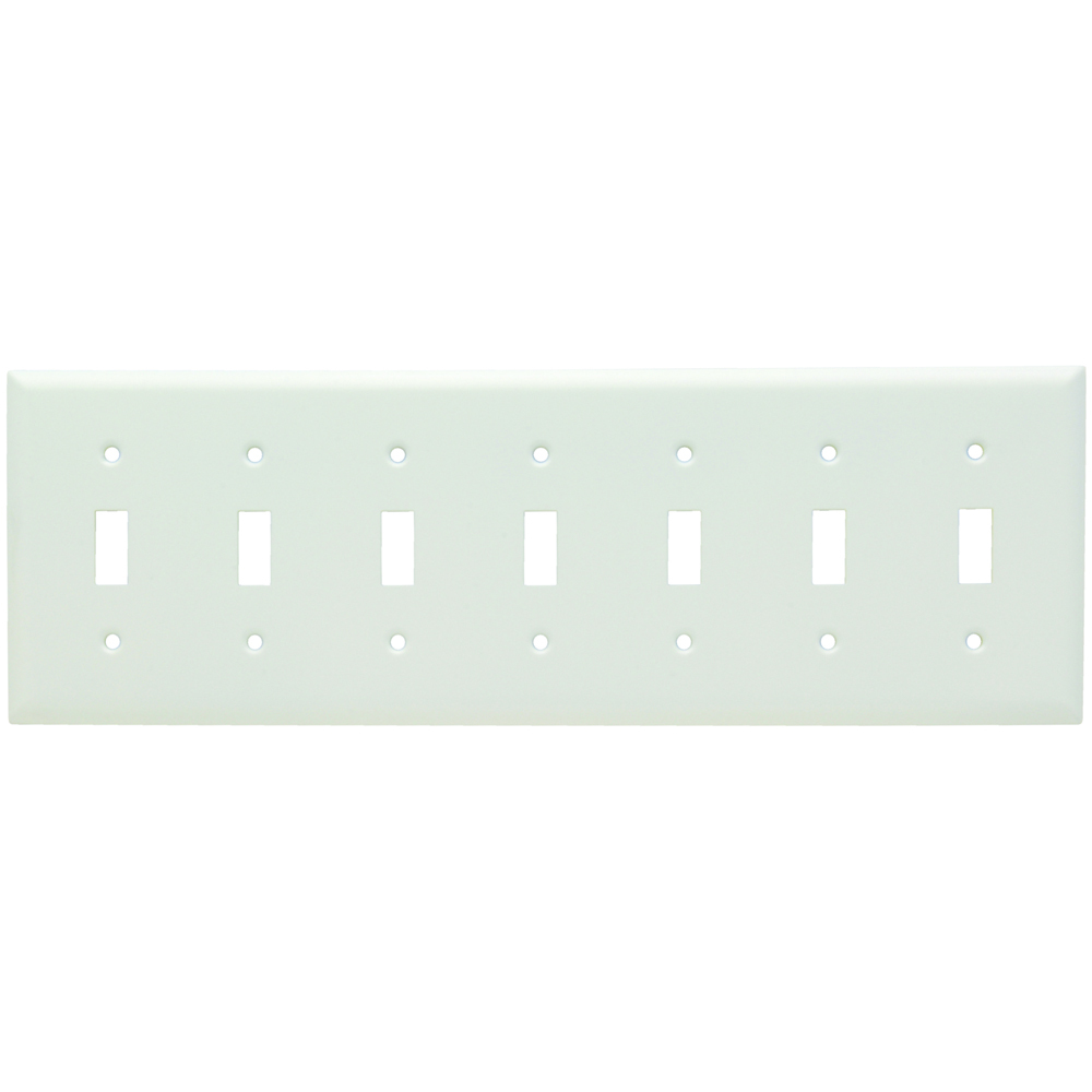 Toggle Switch Wall Plate, Seven Gang, 302 Stainless Steel Painted White