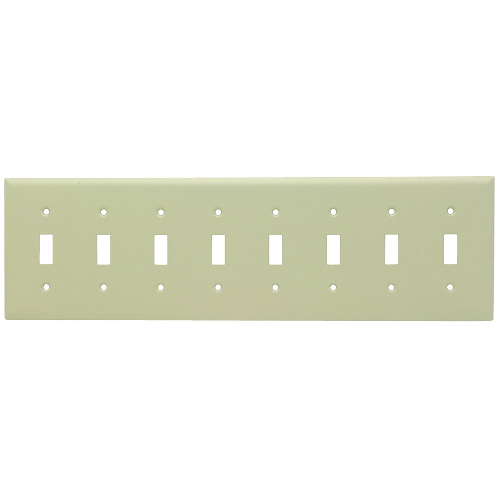 Toggle Switch Wall Plate, Eight Gang, 302 Stainless Steel Painted Ivory