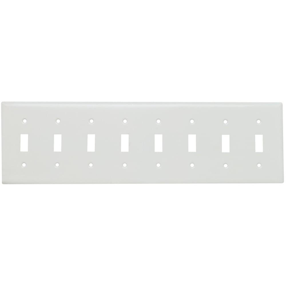 Smooth Metal Wall Plate 8gang Toggle 302 Stainless Steel Painted White