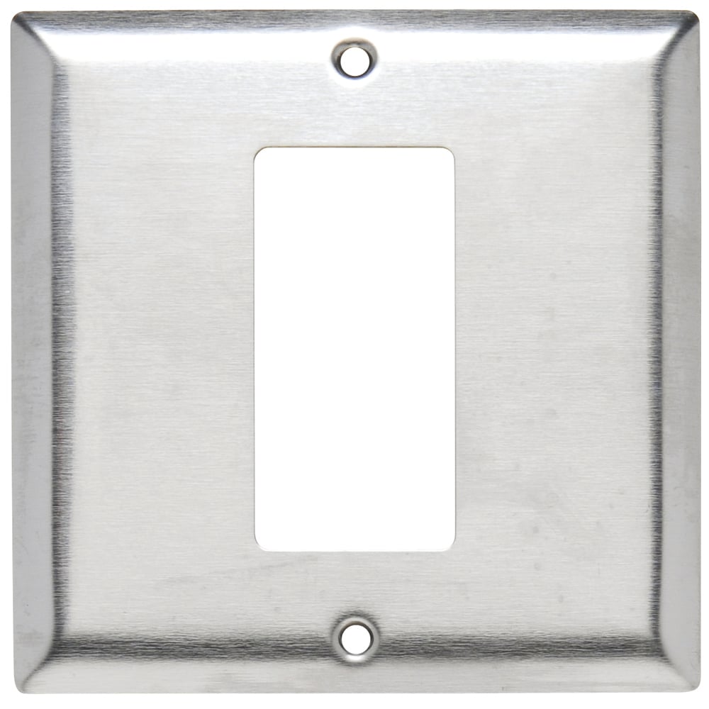 Double gang Single Decorator opening Centered. Smooth 302 Stainless Steel.