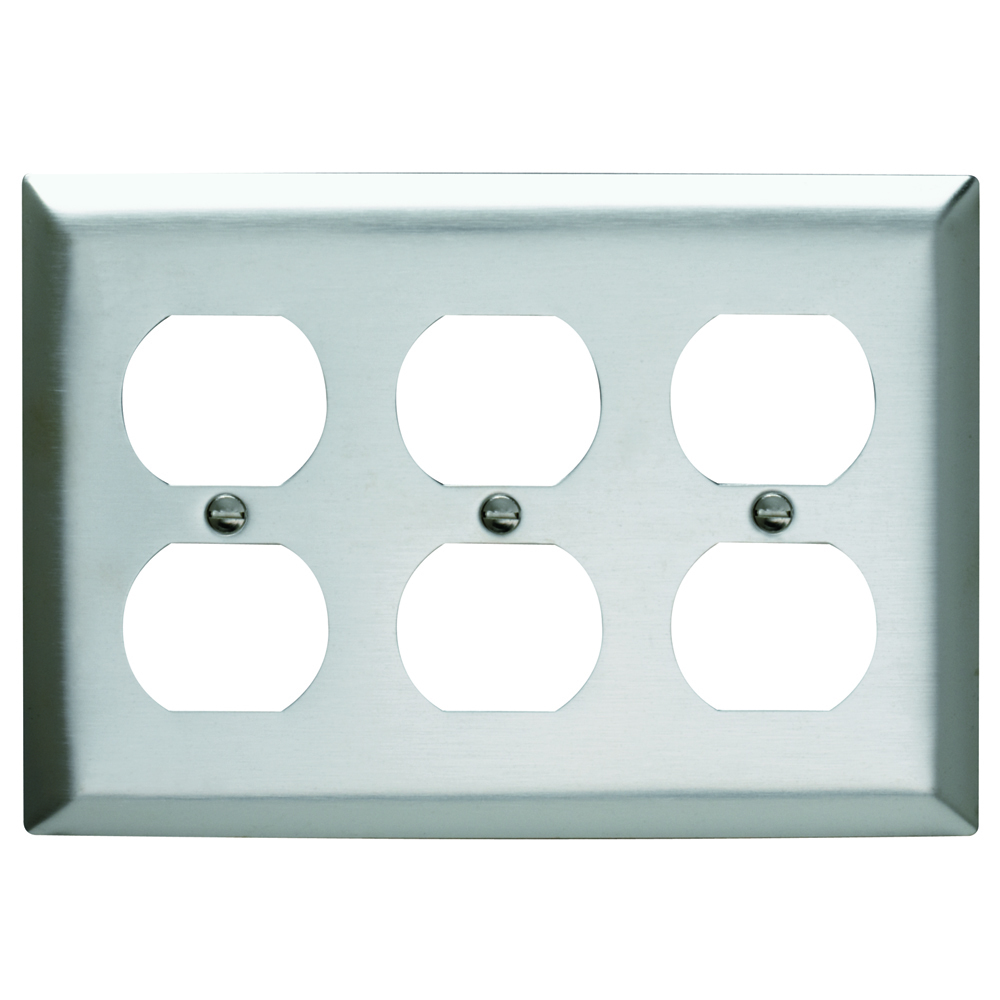 Smooth Metal Wall Plate 3gang Duplex 302 Stainless Steel