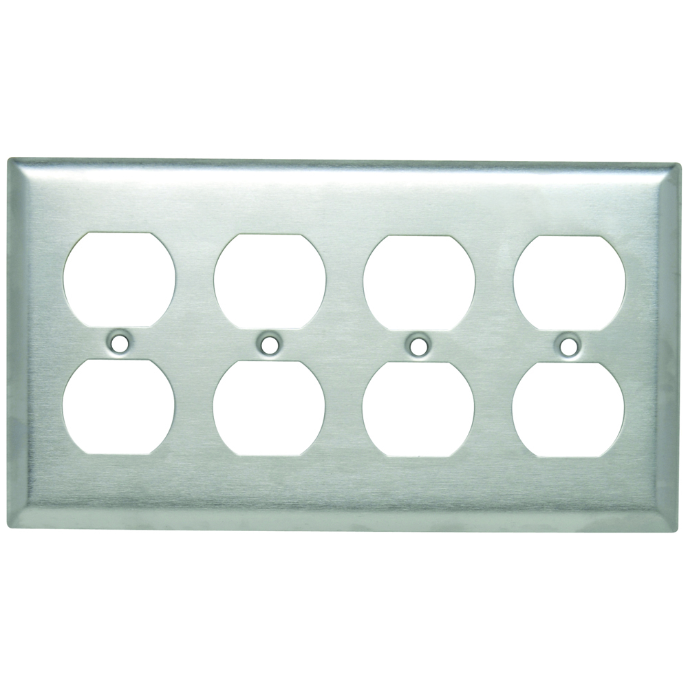 Smooth Metal Wall Plate 4gang Duplex 302 Stainless Steel