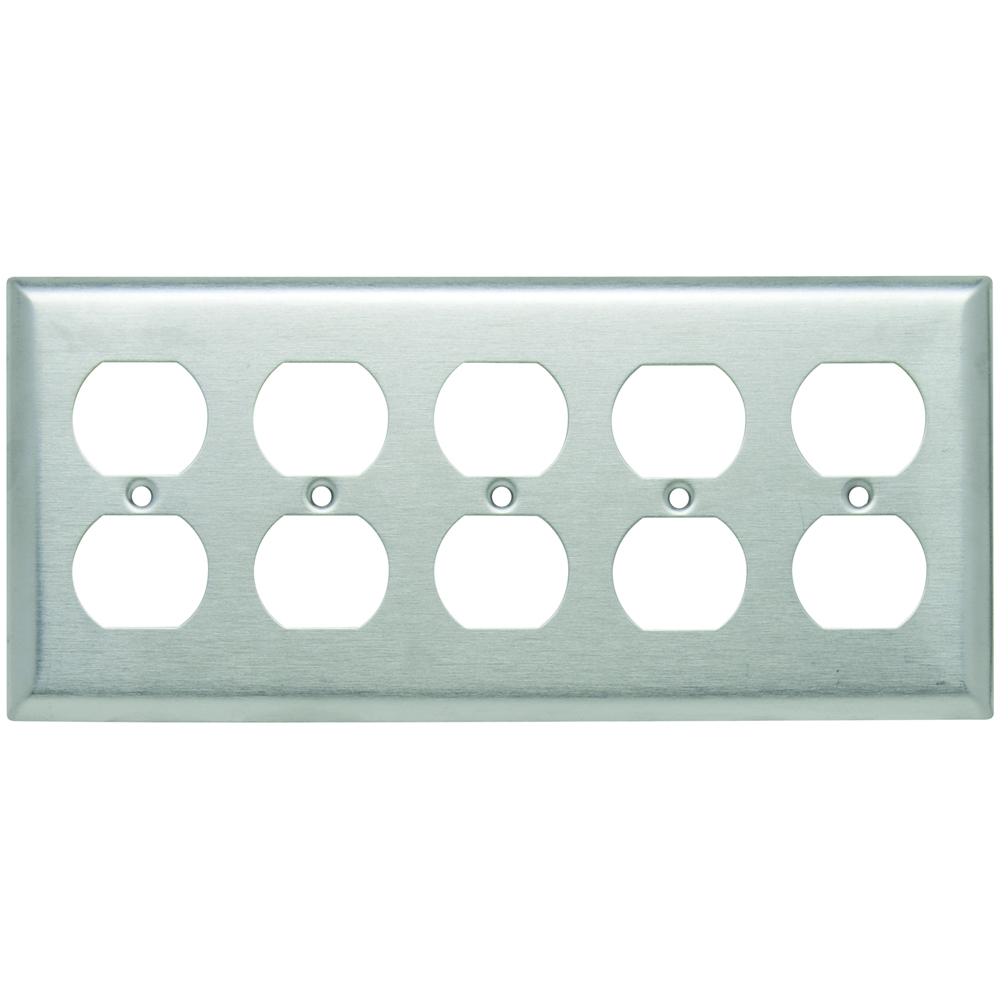 Smooth Metal Wall Plate 5gang Duplex 302 Stainless Steel