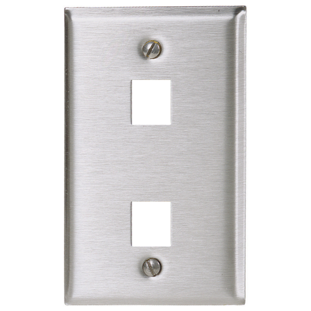 Phone/Data/Multimedia Faceplate, Stainless Steel Plate, Single-Gang, 2-Port