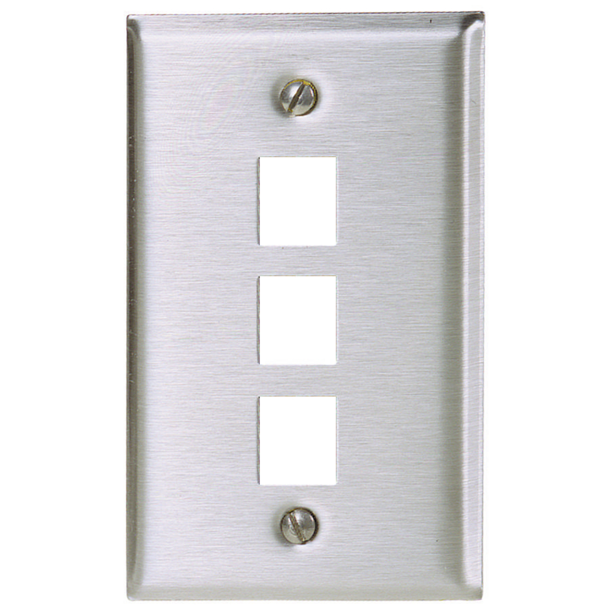 Phone/Data/Multimedia Faceplate, Stainless Steel Plate, Single-Gang, 3-Port