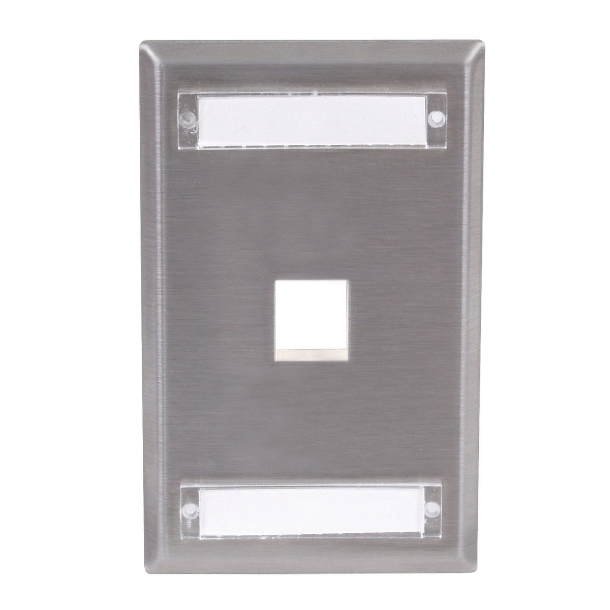 Phone/Data/Multimedia Faceplate, Stainless Steel Plate with Label Fields, Single-Gang, 1-Port